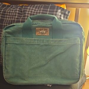 Lands' End Vintage Teal-Green Canvas Laptop Briefcase Uni Sex